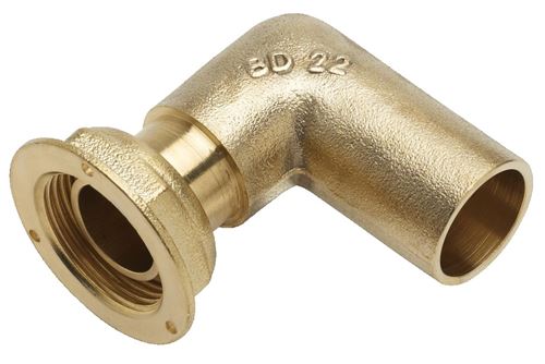 Raccord à joint plat compteur - Raccord coudé 90° - Ecrou 6/20 Cu 22 avec joint
