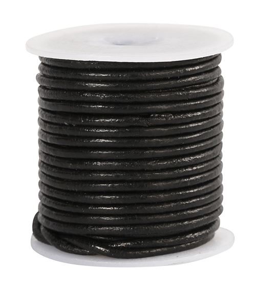 Creotime cordon en cuir noir 2 mm d'épaisseur 10 m