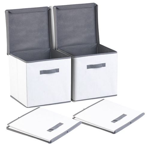 Lot de 2 boîtes de rangement pliables avec couvercle - Blanc