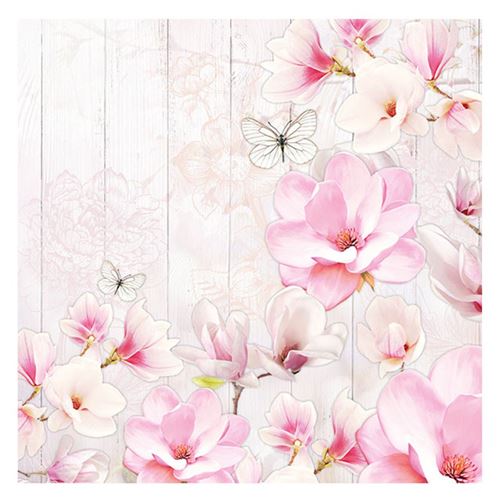 20 serviettes jardin magnolia 33x33cm
