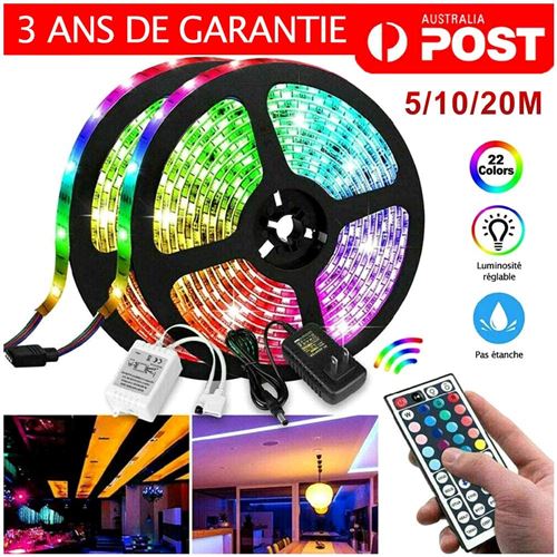 Bande LED RGB Extérieure 20m IP68 - Télécommande Et App, Synchronisation Musique, Minuterie, Pour Jardin Et Fêtes