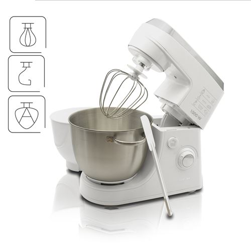 MPM MMR-12 Mélangeur professionnel pour boulangerie Robot de cuisine orbital, 2 x BOL 4,2 l 1000W Blanco
