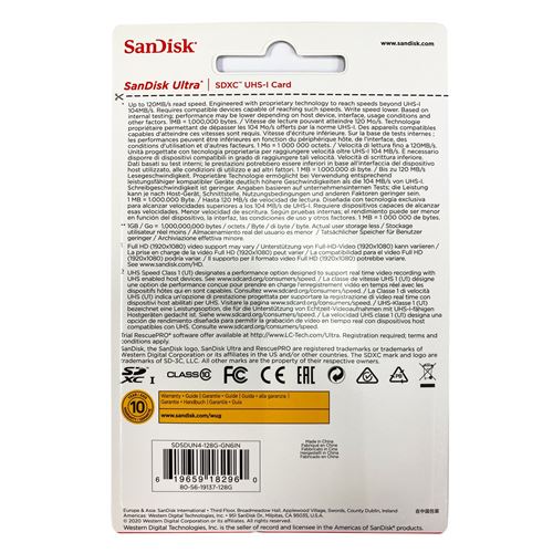 Carte Mémoire SDHC 32 Go SanDisk Ultra jusqu'à 80 Mo/s, Classe 10 FFP
