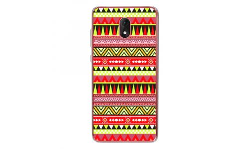 Coque souple pour Wiko Lenny 5 avec impression Motifs aztèque jaune et rouge