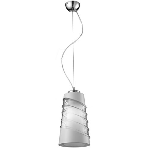 Homemania Lampe à suspension Verre décoratif moderne - Crister - Chrome, Blanc, Transparent - 18 x 18 x 135 cm - 1 x E27, 60W