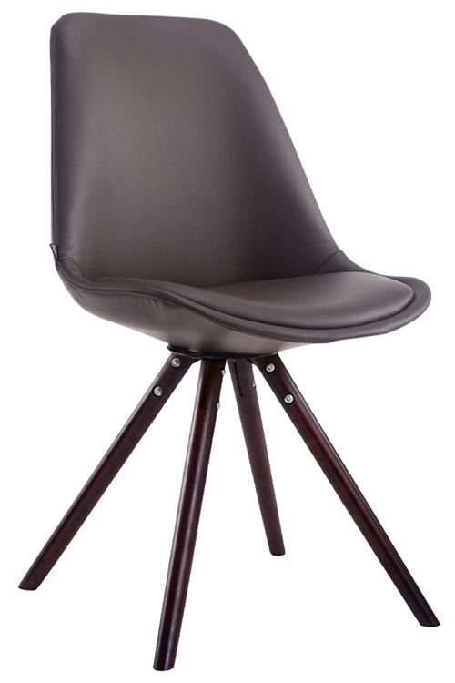 Chaise salle à manger LAVAL similicuir pieds ronds en vois de chêne Cappuccino - Siège Marron