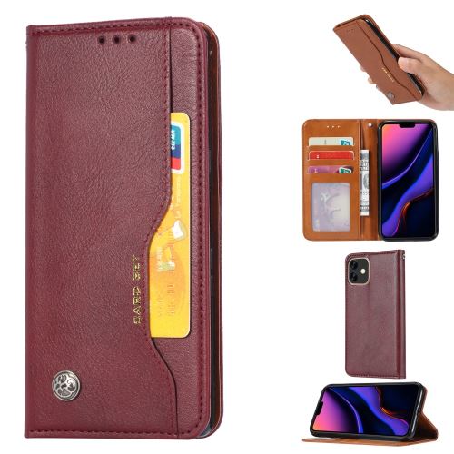Etui en PU auto-absorbé avec support rouge vin pour votre Apple iPhone XR (2019) 6.1 pouces