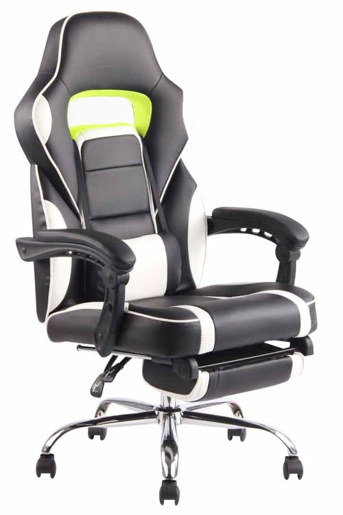 Fauteuil de Bureau / Gaming Fuel en Similicuir avec Repose-pieds téléscopique - Couleur Noir/Blanc
