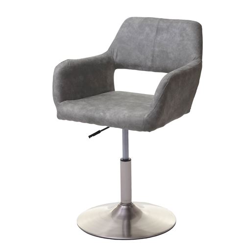 Chaise de salle à manger MENDLER HWC-A50 III tissu gris clair vintage pied en métal brossé