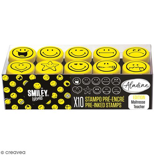 Kit de tampons enfant pré-encrés Stampo Easy - Smiley - 10 pcs