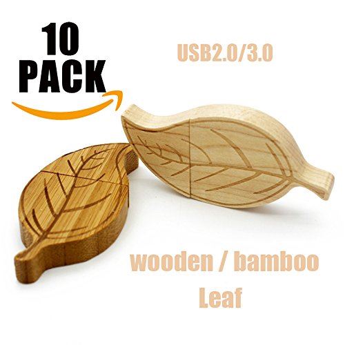 A Plus+ 10 Pièces Clé USB 2.0 8Go Originale Bois Feuille Flash Drive Mémoire Stick en Gros