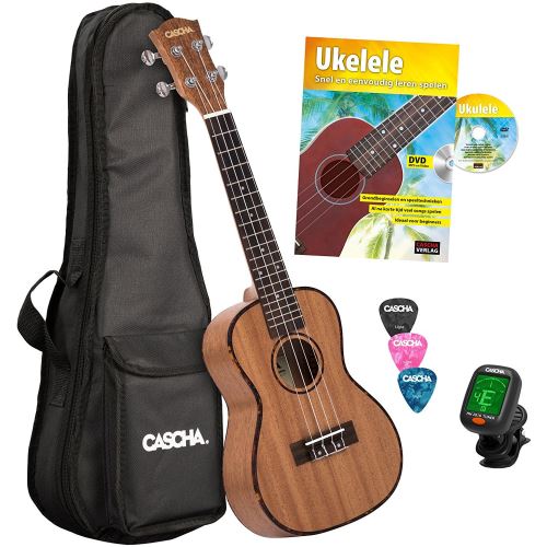 Cascha HH 2036 NL pack ukulélé concert Premium Mahogany (néerlandais)
