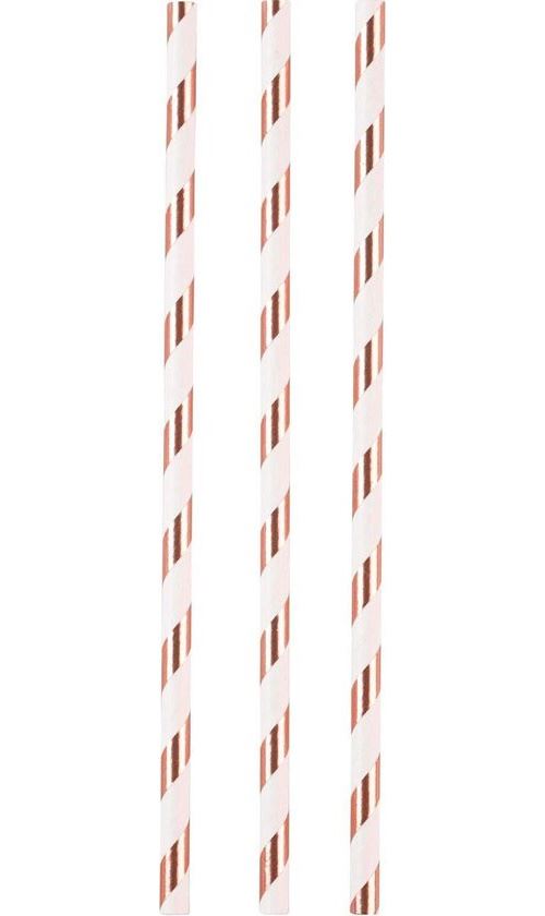 Amscan pailles rayées 10 cm carton blanc/cuivre 12 pièces