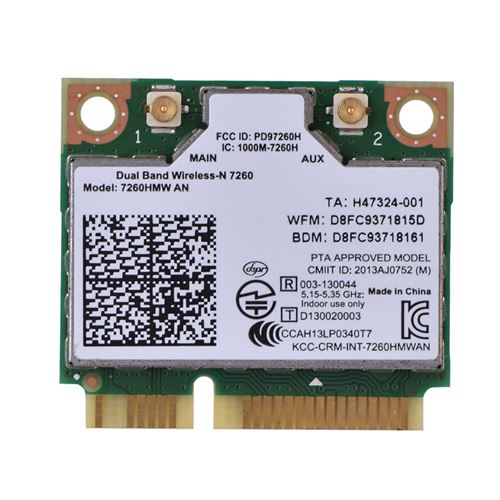 Carte Réseau Mini Sans Fil Pci-E 2.4G / 5G / Bluetooth 4.0 / Intel 7260An 7260Hmw / Double Bande Avec Adaptateu