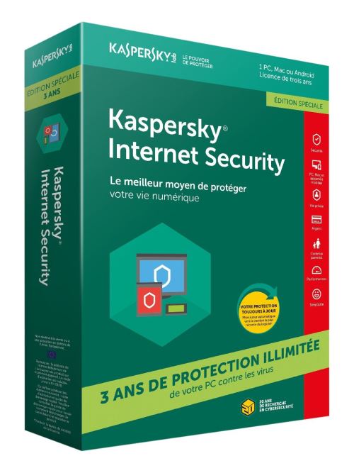 Kaspersky Internet Security 2018 | 1 Poste | 3 Ans | Edition spéciale |PC/Mac/Android/iOS | Téléchargement