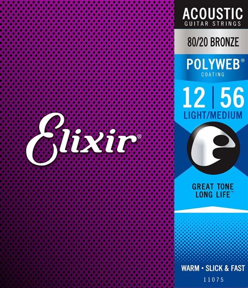 Elixir Bronze 11075 Polyweb 80/20 Medium Light 12-56 - Image 1