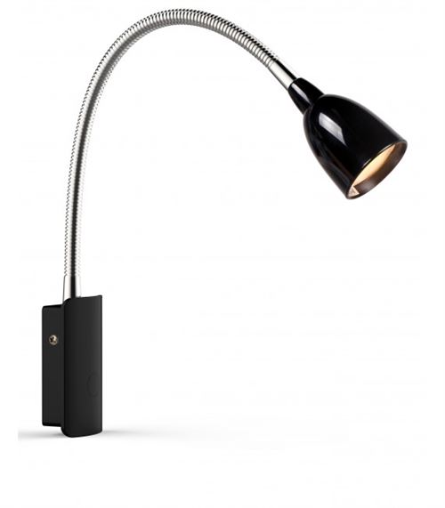 Applique flexible LED en métal avec interrupteur sur base Tulip noir