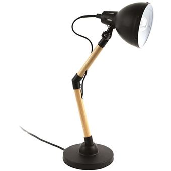 The Home Deco Light Lampe De Bureau Bois Et Metal Office Noir Achat Prix Fnac