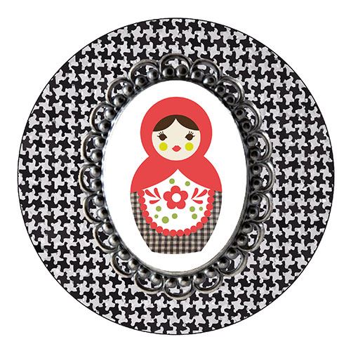 Set de 4 dessous de verres ronds Poupée russe pied by Cbkreation