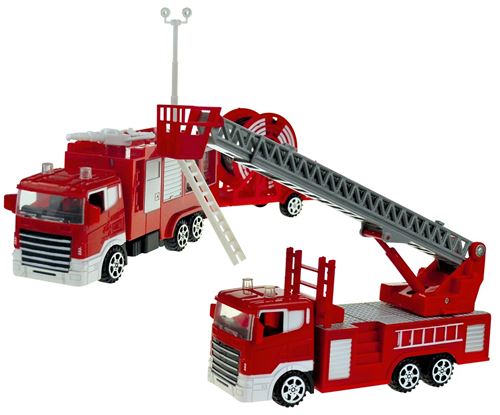 Happy People caserne de pompiers avec voitures 18 cm en 3 parties rouge