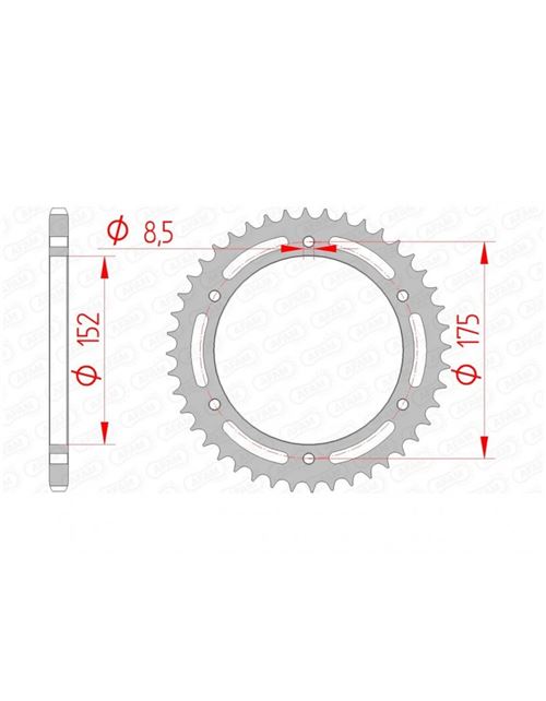 Couronne AFAM 44 dents acier standard pas 520 type 12301