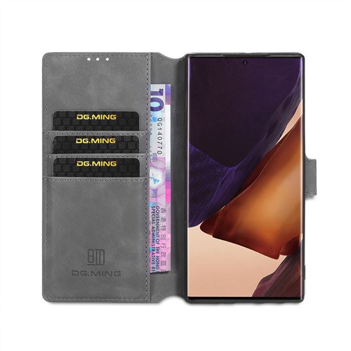 Etui Samsung Portefeuille pour Galaxy Note 20 Ultra Gris - Antichoc Smart Stand
