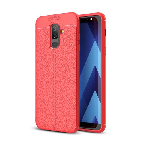 Coque en TPU litchi rouge pour votre Samsung Galaxy A6 Plus (2018)