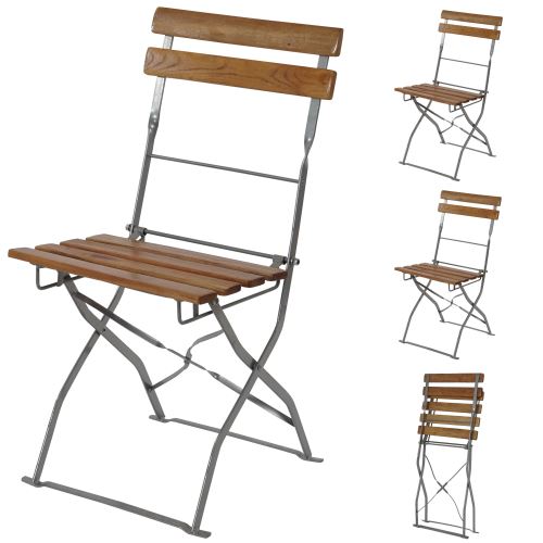 Chaise de jardin ou de brasserie Berlin, LOT DE 4, pliable, acacia, 120x60x70cm ~ nature