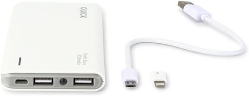 Quick Media PB80 polymère de Lithium 8000 mAh Blanc Batterie Externe – Batteries externes (Blanc, Universel, polymère de Lithium, 8000 mAh, USB, 5 V)