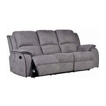 Canapé 3 Places Relax En Microfibre Hernani Gris Achat