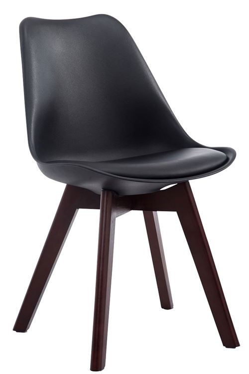 Chaise de visiteur Borneo V2 similicuir , Noir /Bois de chêne Noyer