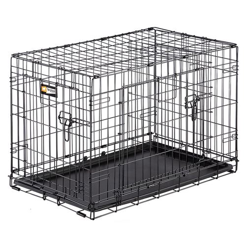 Ferplast Cage de transport pliable pour chiens DOG-INN 75, enclos pour chiots, transport en métal séparation inclus, porte double avec fermeture de sécurité, 77,4 x 48,5 x h 54,6 cm Noir