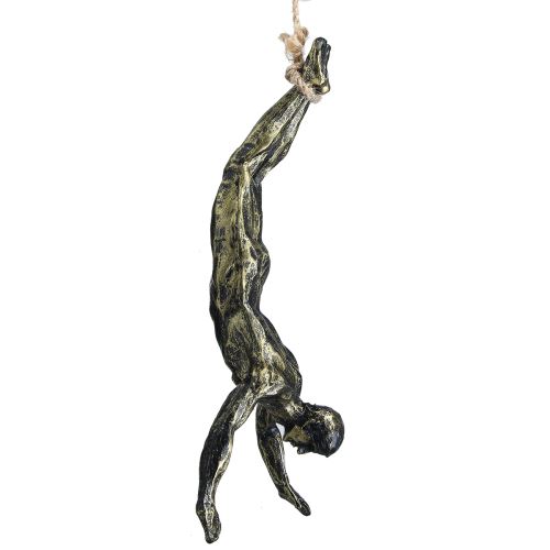 Homme Escalade Corde Argent Bronze Métal Mural Art Un Bronze