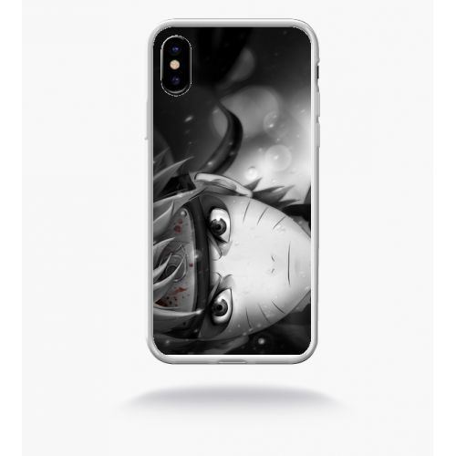 Coque naruto black and white compatible apple iphone x bord transparent