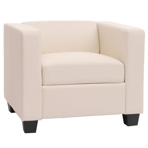 Fauteuil Club / Lounge Lille, 86x75x70cm, simili-cuir, blanc