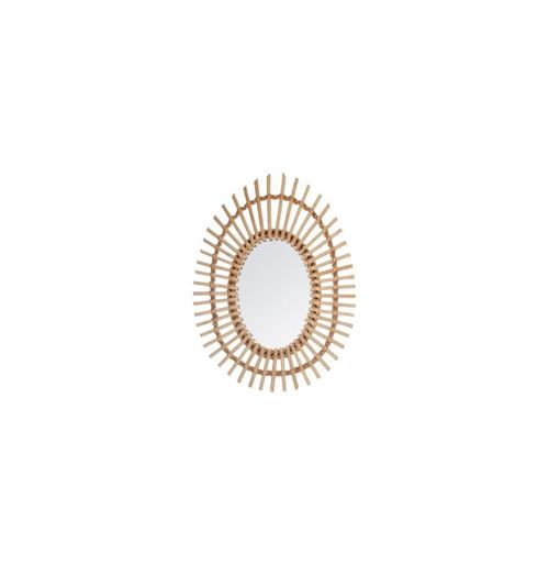 Miroir oval en rotin - 43 x 58 cm - Marron