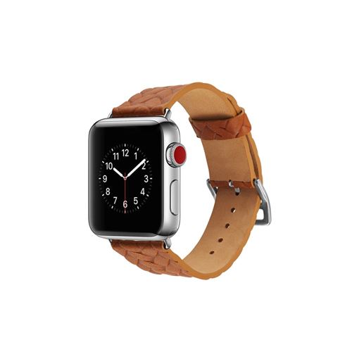 Bracelet en cuir véritable tissé marron pour votre Apple Watch Series 4 40mm/Series 3 2 1 38mm