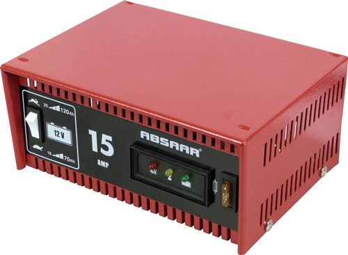 Absaar Chargeur de batterie 12 Volt 18-120 Ah 15 ampères rouge
