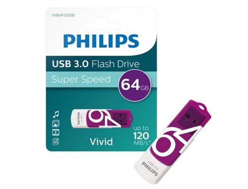Philips Vivid Clé Usb 64 Gb Violet Fm64Fd00B/00 Usb 3.2 (1È Gén.) (Usb 3.0)