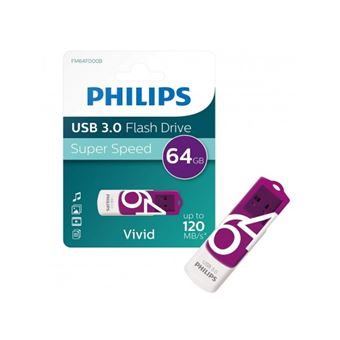 Philips VIVID Clé USB 64 GB violet FM64FD00B/00 USB 3.2 (1è gén.) (USB 3.0) - 1