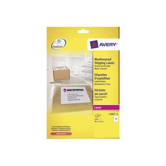 Avery Zweckform L7992 - Adhésif permanent - blanc - 57 x 99.1 mm 250 étiquette(s) (25 feuille(s) x 10 étiquettes d'expédition - 1