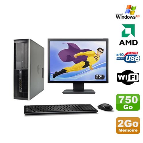 Pc hp compaq 6005 pro sff amd 3ghz 2go 750go graveur wifi windows xp 22'