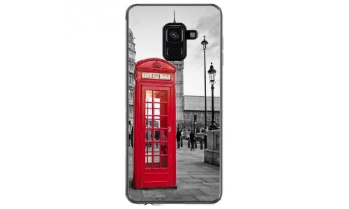 Coque souple pour Samsung Galaxy A8-Plus 2018 avec impression Motifs cabine téléphonique UK rouge