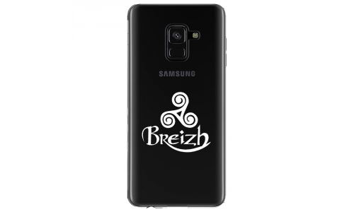 Coque souple pour Samsung Galaxy A8-Plus 2018 avec impression Motifs Triskel Celte blanc