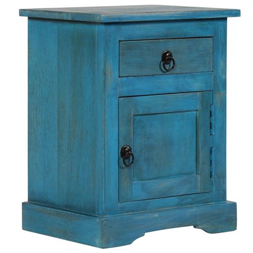 Table De Chevet Bois De Manguier Massif 40x30x50 Cm Bleu Vidaxl