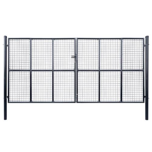 Tidyard Portail de Jardin/Portail de Terrasse/Portail de Patio en Acier Galvanisé Construction Robuste Gris 400 x 200 cm