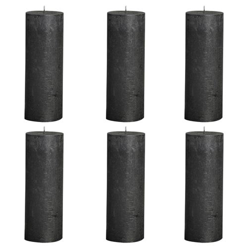 Bolsius Bougies pilier rustiques 6 pcs 190x68 mm Anthracite