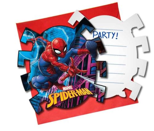 Marvel invitations avec enveloppe Spider-Man 6 pièces rouge