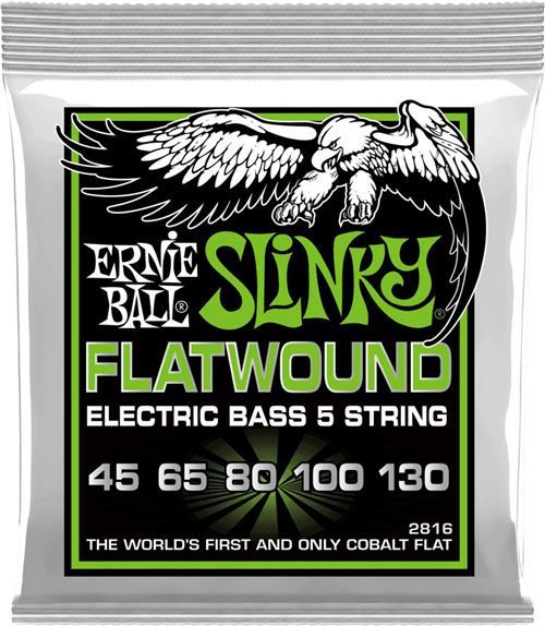 Ernie Ball 2816 Flatwound Regular Slinky 5C 45-130 Cordes Guitares Basses 5