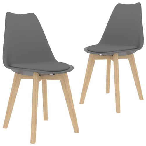 vidaXL Chaise de salle à manger 2 pcs Similicuir Bois massif Gris